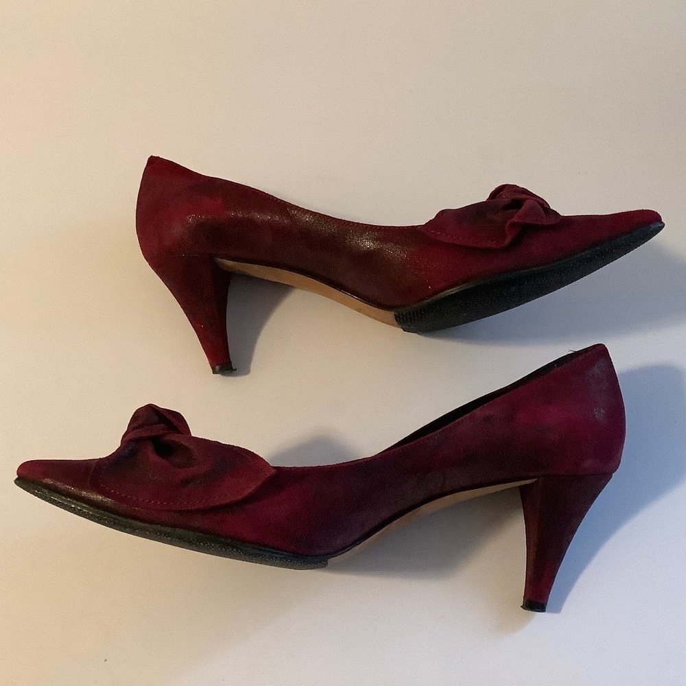 Butter| Made in Italy Burgundy Pump 3” Heel Retro Holiday Party Pin-Up Sz 8B - Picture 3 of 7
